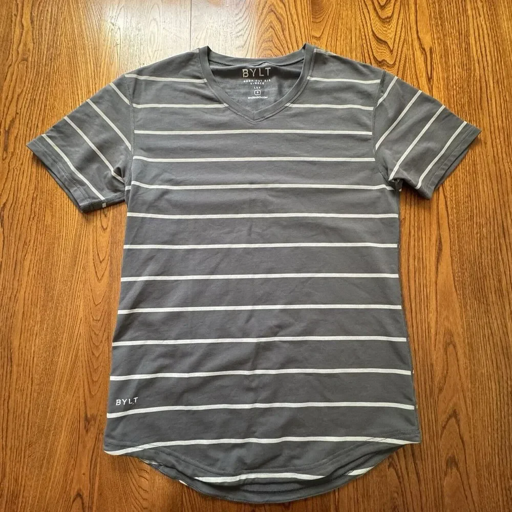 Bylt Grey Drop Cut Short Sleeve V-Neck‎ T-Shirt Men's Size S
